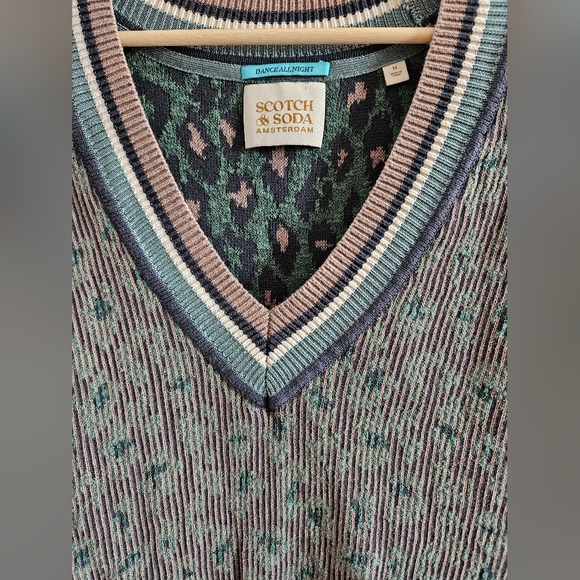 Womens Cotton Knit Sweater Vest – Scotch & Soda – Size M – Green/Taupe - Picture 3 of 6